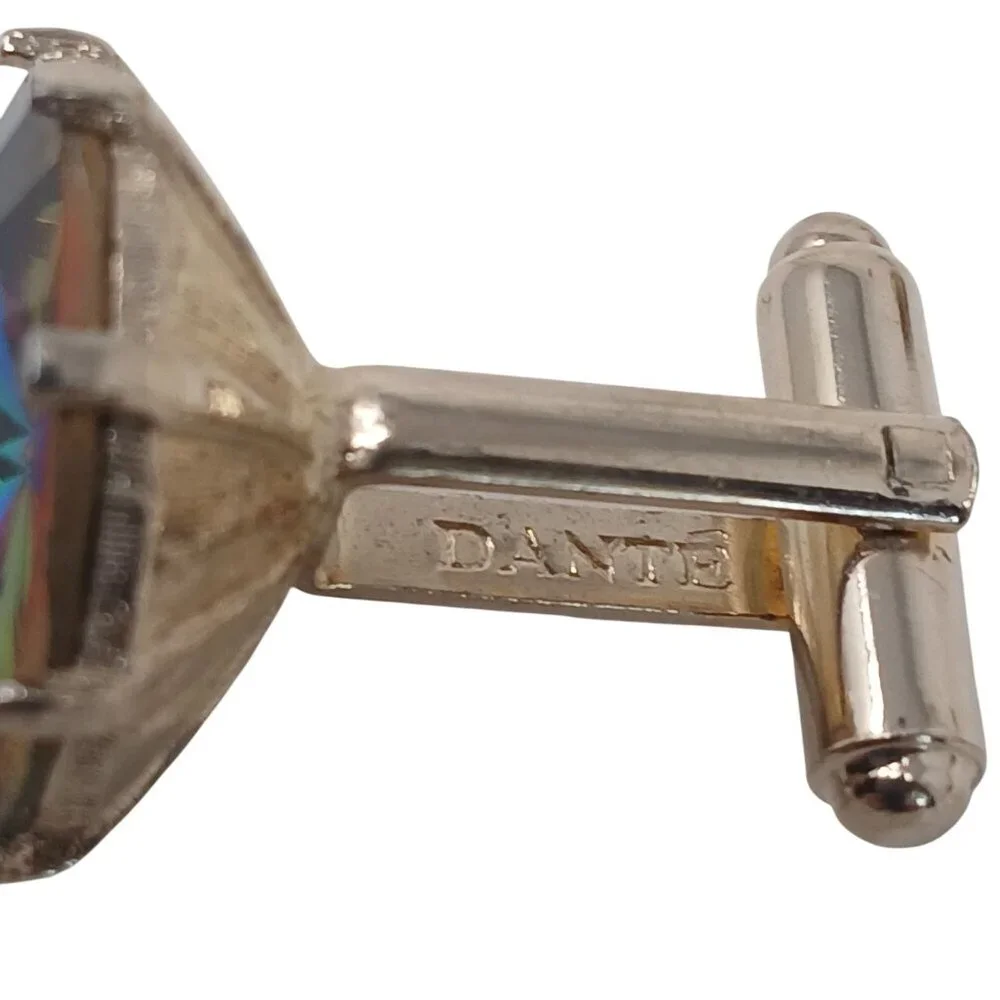Dante Rivoli Rainbow Crystal Cufflinks Gold Toned & Colorful Vintage #J-4